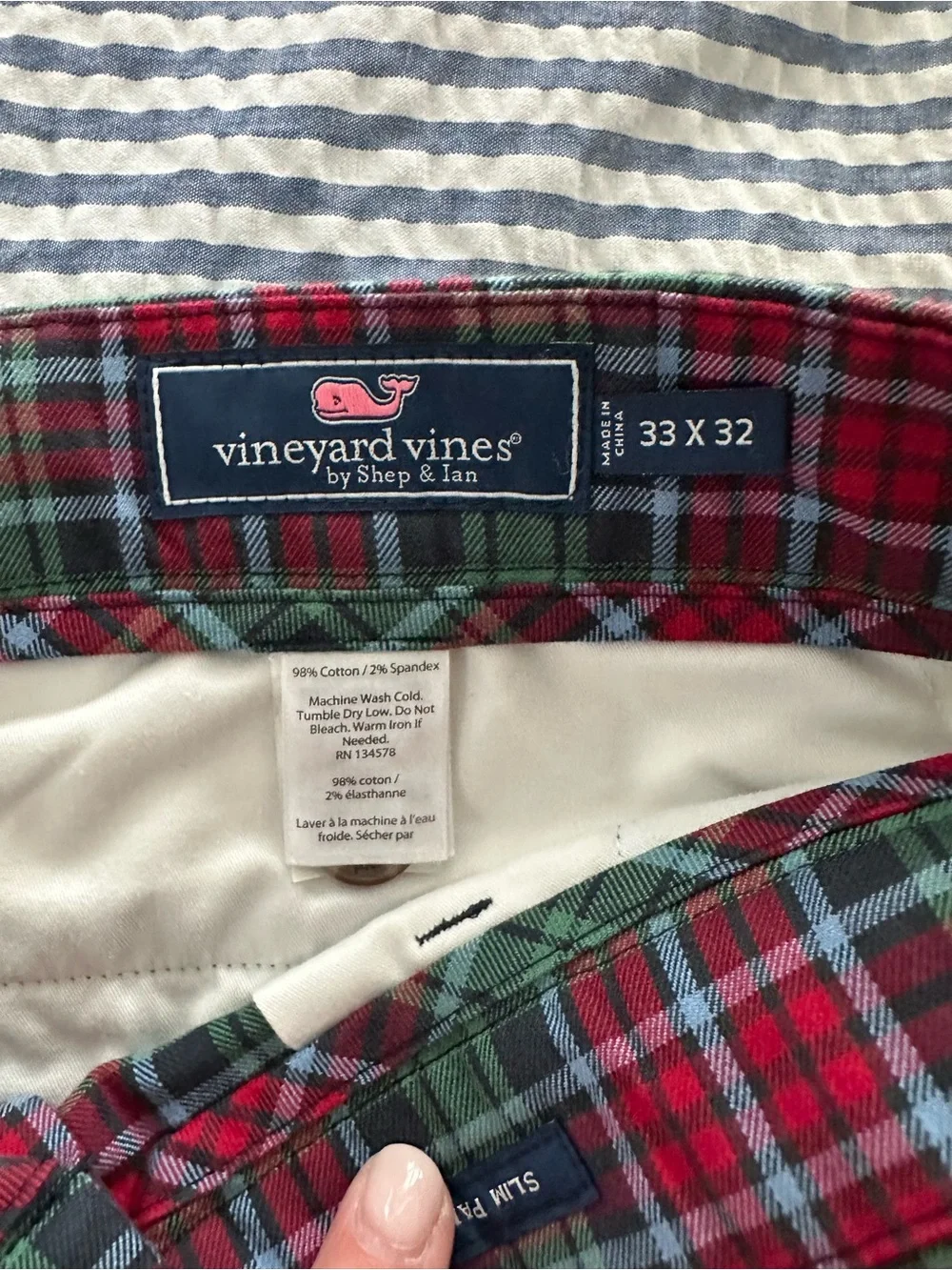 Men’s Vineyard Vines Red Plaid Straight-Leg Pants